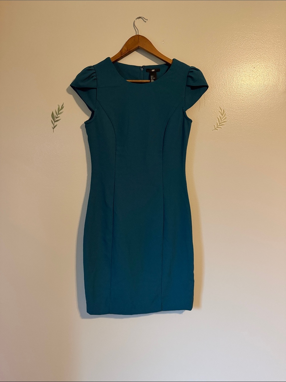 H&M Teal Cap-Sleeve Sheath Dress
